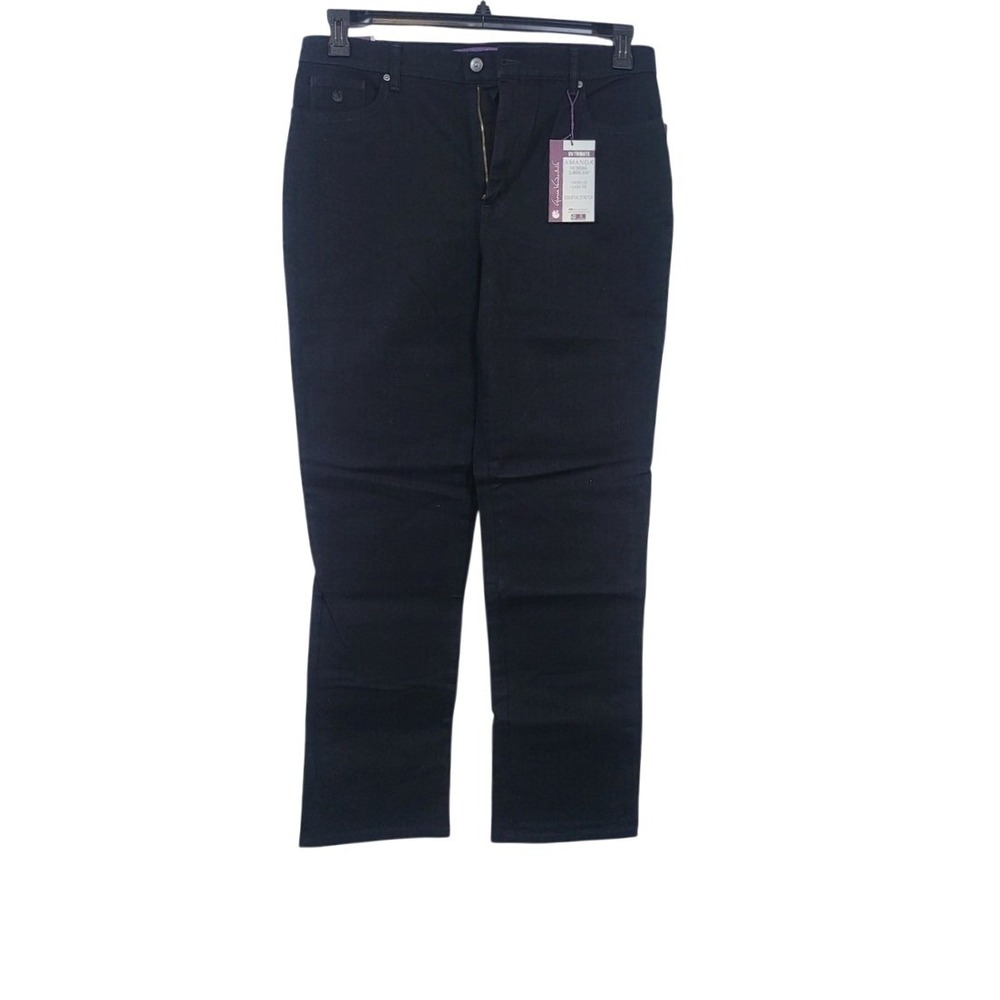 Gloria Vanderbilt Womens Black Amanda Slimming Tapered Leg 5 Pocket Jeans 16 New